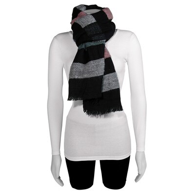 Black Pink Grey Stripe Fashion Scarf GM13096, MPN: GM13096, 191101416477