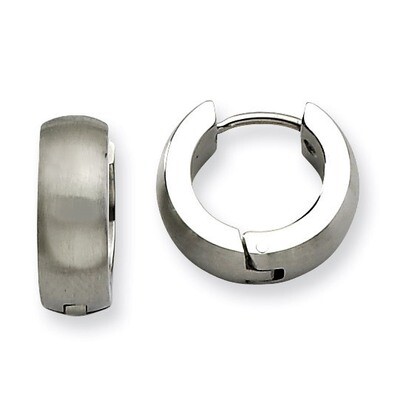 Brushed &amp; Polished Round Hinged Hoop Earrings - Stainless Steel SRE373 by Chisel, MPN: SRE373, 8867…