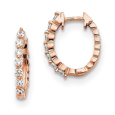 Diamond Hinged Hoop Earrings 14k Rose Gold XE2912VS, MPN: XE2912VS,