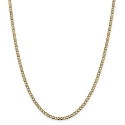 16 Inch 3.4mm Semi-solid Pave Curb Chain 14k Gold &amp; Rhodium PWF080-16, MPN: PWF080-16, 883957176734