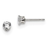 4mm Round Snap Set Cubic Zirconia Stud Earrings Sterling Silver QE1003, MPN: QE1003, 883957585253