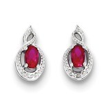 Ruby &amp; Diamond July Earrings Sterling Silver Created QBE18JUL, MPN: QBE18JUL, 883957558691