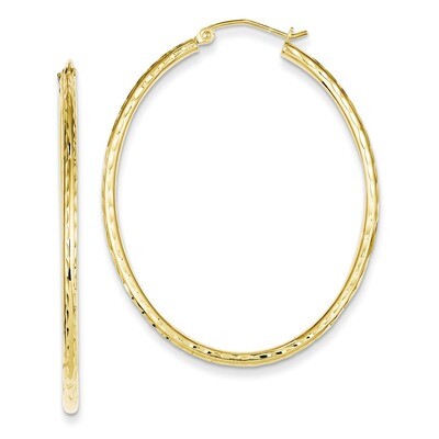 Textured Hollow Oval Hoop Earrings Sterling Silver Gold Plated QE8461, MPN: QE8461, 886774247687