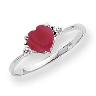 6mm Heart Created Ruby Diamond Ring 14k White Gold X9701CR_AA, MPN: X9701CR_AA, 883957574547