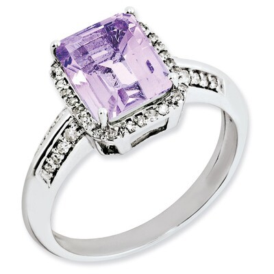 Octagonal Diamond &amp; Pink Quartz Ring Sterling Silver QR3052PQ, MPN: QR3052PQ, 883957634593