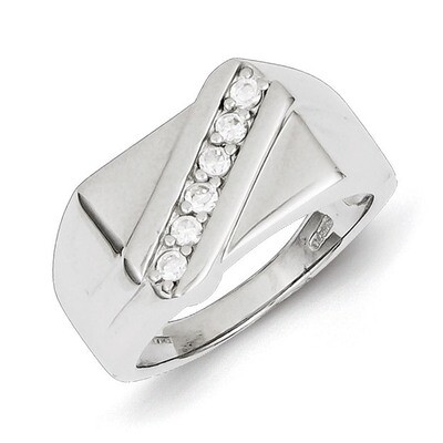 Fancy Synthetic Diamond Ring Sterling Silver Rhodium-plated QR4439-10, MPN: QR4439-10, 886774565606