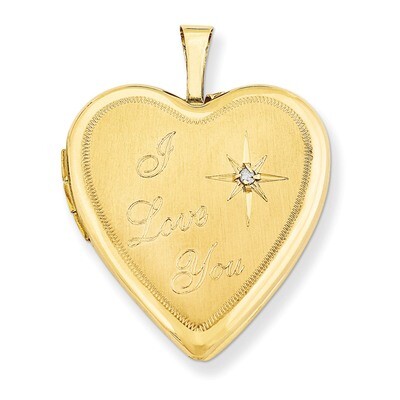 I Love You with Diamond Heart Locket 14k Gold 20mm XL600, MPN: XL600, 883957144245