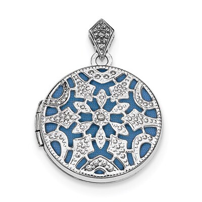 20Mm Round with Diamond Vintage Locket Sterling Silver Rhodium-plated QLS611, MPN: QLS611, 88677463…