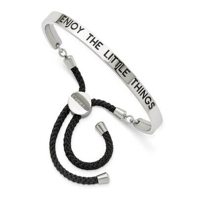 Black Enamel &amp; Nylon Little Things Adj Bangle Stainless Steel Polished SRB2697, MPN: SRB2697, 19110…