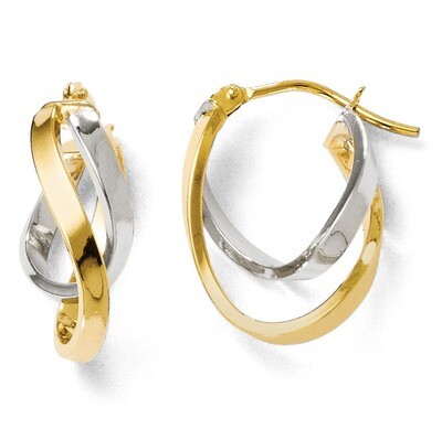 Leslie&#39;s Polished Hinged Hoop Earrings - 14k Gold Two-tone HB-28Q, MPN: 28Q, 883957024295