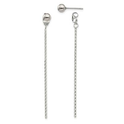 Bar Front &amp; Back Post Dangle Earrings Stainless Steel Polished SRE1409, MPN: SRE1409, 191101867217