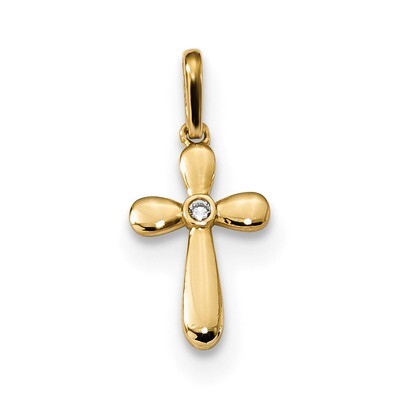 Childrens CZ Diamond Cross Pendant 14k Gold YC1300, MPN: YC1300, 191101902345