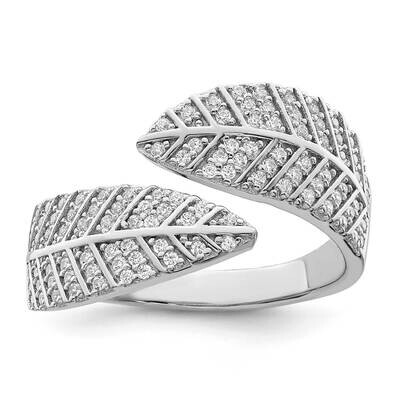 CZ Diamond Leaf Band Sterling Silver Rhodium-Plated QR7215-6, MPN: QR7215-6,