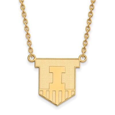 University of Illinois Large Pendant with Chain Necklace 14k Yellow Gold 4Y055UIL-18, MPN: 4Y055UIL…