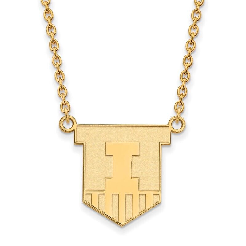 University of Illinois Large Pendant with Chain Necklace 14k Yellow Gold 4Y055UIL-18, MPN: 4Y055UIL…