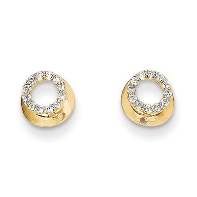 Synthetic Diamond Circle Post Earrings - 14k Gold SE2353 by Madi K, MPN: SE2353, 883957039909