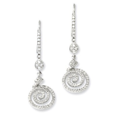 Swirl Leverback Earrings Sterling Silver &amp; Cubic Zirconia QMP450, MPN: QMP450, 883957044415