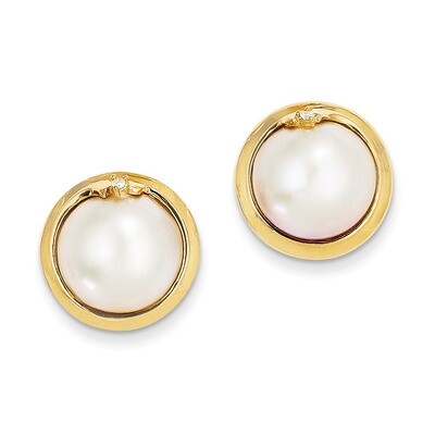 10-12mm Cultured Mabe Pearl &amp; Diamond Earrings 14k Gold XMP90, MPN: XMP90, 815479016809