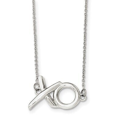 XO&#39; with 2 inch Extender Necklace 16 Inch Sterling Silver Polished QG3728-16, MPN: QG3728-16, 19110…
