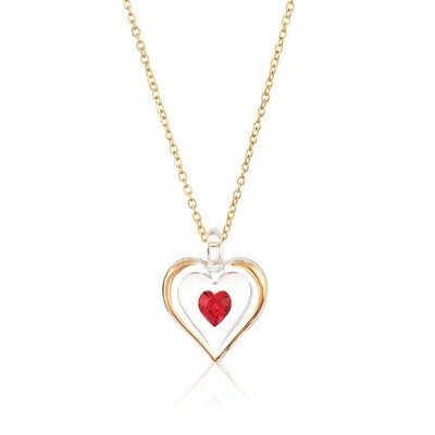 July Gold Trim Swarovski Birthstone Heart 18 inch Necklace GM9406, MPN: GM9406, 708873026492
