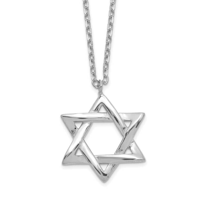 Polished Star Of David with 1 Inch Extension Necklace Sterling Silver Rhodium-plated QG5199-15, MPN…