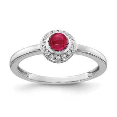 Cabochon Ruby Ring 14k White Gold Diamond RM4030-RU-025-WA, MPN: RM4030-RU-025-WA, 883957550619