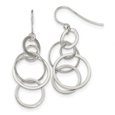 Circles Shepherd Hook Earrings Sterling Silver Polished QE12081, MPN: QE12081, 886774749389