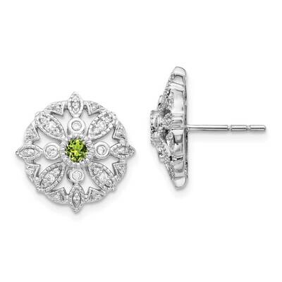 Peridot Fancy Earrings 14k White Gold Diamond EM3942-PE-020-WA, MPN: EM3942-PE-020-WA, 191101836763