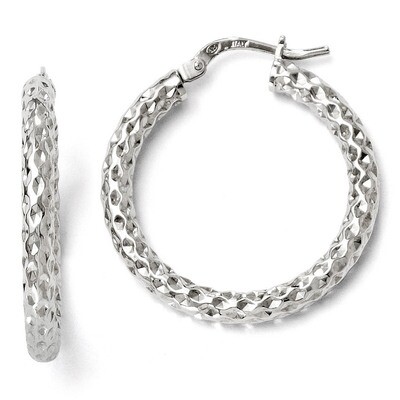 Leslie&#39;s Polished &amp; Textured Hinged Hoop Earrings - Sterling Silver HB-QLE274, MPN: QLE274, 8867742…