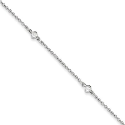 9 Inch 9 1in ext 5 Fancy Diamond&#39;s Anklet Sterling Silver QG2815-9, MPN: QG2815-9, 886774988337