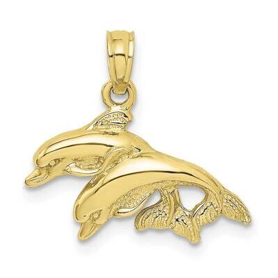 Double Dolphins Jumping Left Charm 10k Gold Polished 10K7725, MPN: 10K7725,