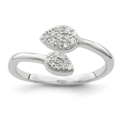 Leaf Wrap Ring Sterling Silver CZ Diamond QR6967, MPN: QR6967, 883957961422