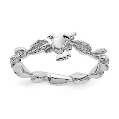 Polished Dove Ring Sterling Silver Rhodium-plated QSK2049, MPN: QSK2049, 191101209680