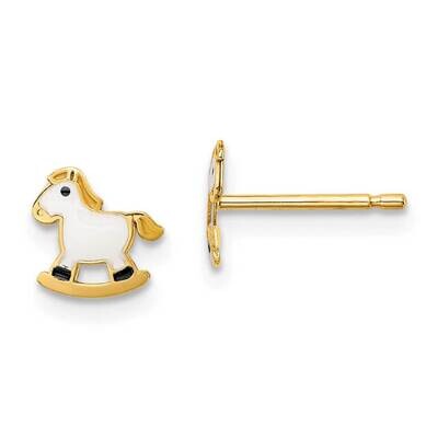 Enamel Rocking Horse Post Earrings 14k Gold SE2893 by Madi K, MPN: SE2893, 191101902987
