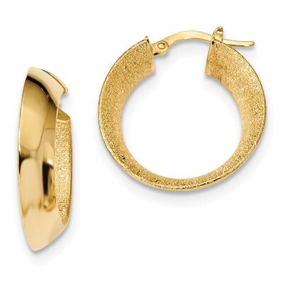 Laser Textured Hoop Earrings 14k Gold Polished TF1109, MPN: TF1109, 191101147593
