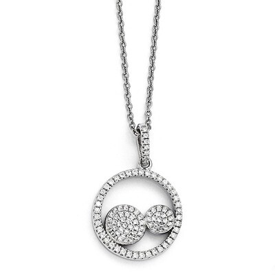 Circles Necklace Sterling Silver &amp; Cubic Zirconia QMP1005-18, MPN: QMP1005-18,