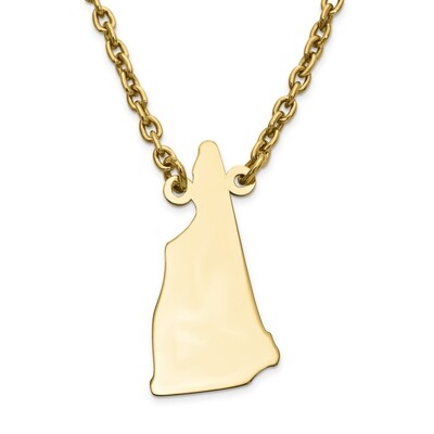 New Hampshire State Pendant Necklace with Chain 14k Yellow Gold Engravable XNA706Y-NH, MPN: XNA706Y…