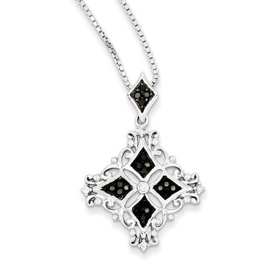 Black &amp; White Diamond Pendant Sterling Silver Rhodium-plated QP3835, MPN: QP3835, 883957028774