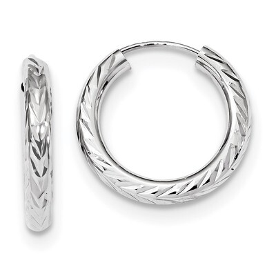 Polished &amp; Diamond -cut Endless Hoop Earrings 14k white Gold TF1004W, MPN: TF1004W, 191101058271