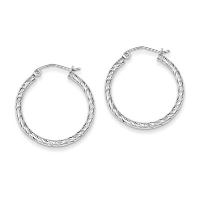2x25mm Hoop Earrings Sterling Silver Rhodium-plated QE8076, MPN: QE8076, 883957576459