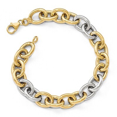 Leslie&#39;s Fancy Link Bracelet 8 Inch 14k Two-tone Gold Polished HB-LF610-8, MPN: LF610-8, 1911015496…