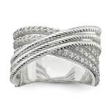 Textured Twisted Band Sterling Silver CZ Diamond QR7104, MPN: QR7104, 883957934273