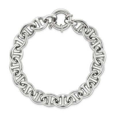 Sterling Silver Classic 8 link with spring lock-Rhodium E61T-RH-8