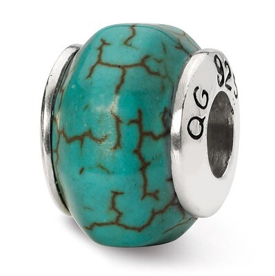 Blue Magnesite Stone Bead - Sterling Silver QRS1691, MPN: QRS1691, 883957308951