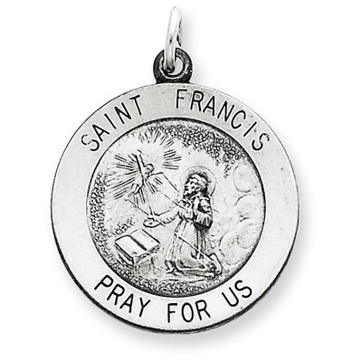 Saint Francis Medal Antiqued Sterling Silver QC5724, MPN: QC5724, 191101183874