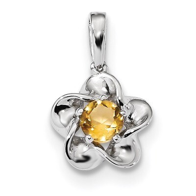 Floral Citrine Pendant Sterling Silver Rhodium-plated QBPD31NOV, MPN: QBPD31NOV, 883957181479