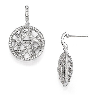 Dangle Post Earrings Sterling Silver &amp; Cubic Zirconia Polished QMP122, MPN: QMP122, 883957763989