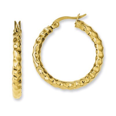 Yellow IP-plated &amp; Textured Hoop Earrings - Stainless Steel SRE579 by Chisel, MPN: SRE579, 19110107…