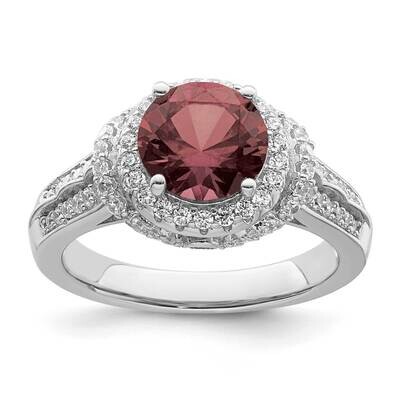 Smoky Pink &amp; White CZ Diamond Ring Sterling Silver Rhodium-Plated QR7362, MPN: QR7362,
