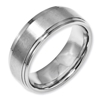 Ridged Edge 8mm Brushed and Polished Band - Stainless Steel SR24 by Chisel, MPN: SR24, 883957743004